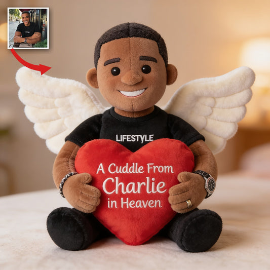 Personalized Memorial Black Man Shaped Pillow Sympathy Gift For Lost Loved Ones
