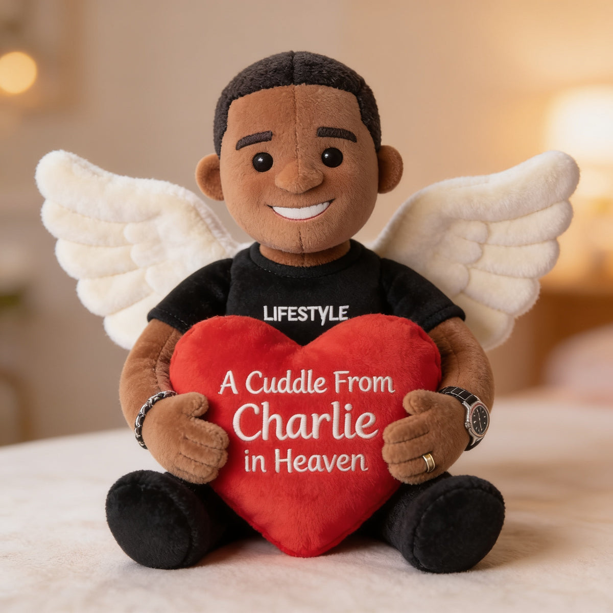 Personalized Memorial Black Man Shaped Pillow Sympathy Gift For Lost Loved Ones