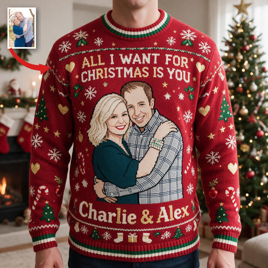 Pull de Noël Personnalisé pour Couple d'Âge Moyen - 30e Anniversaire 1996
