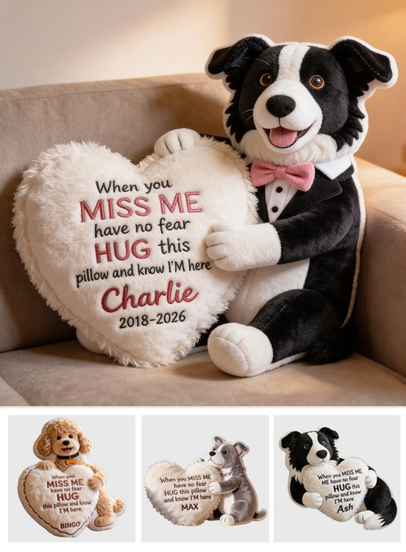 Personalized Memorial Border Collie Faux Fur Shaped Pillow Pet Loss Gift