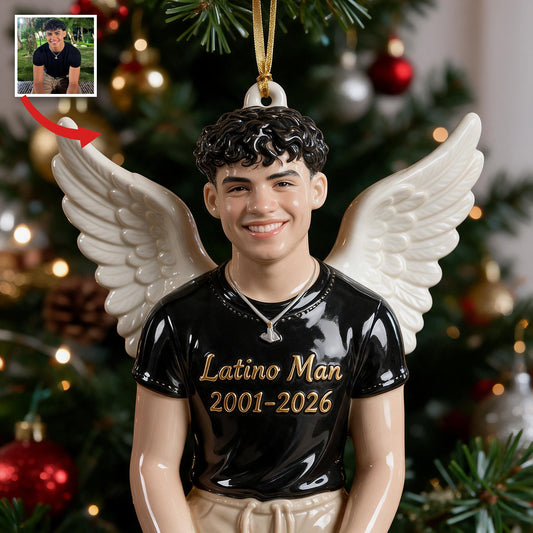 Ornement en Résine 3D Ange Latino Personnalisé pour Noël