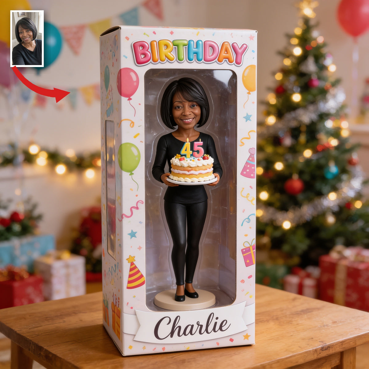 Personalized 45th Birthday Middle-Aged Black Woman Acrylic Display Box Gift