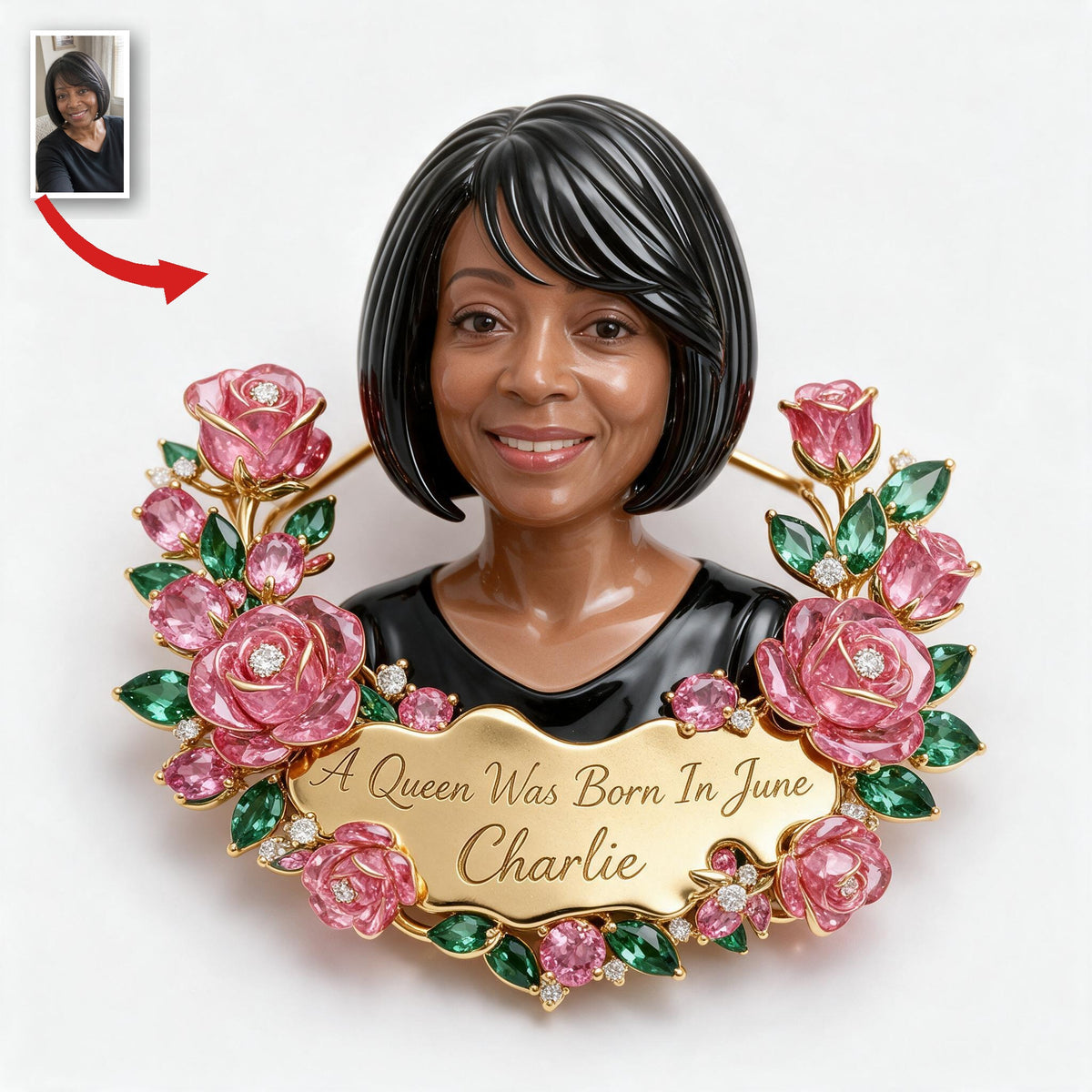 Personalized 50th Birthday Middle-Aged Black Woman 3D Embossed Enamel Pin Gift for Mom Wife Grandma
