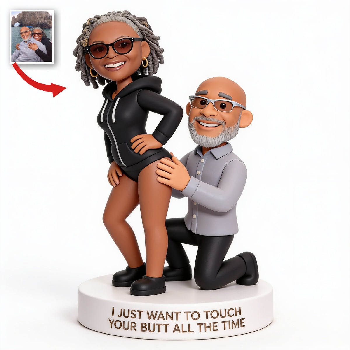 Personalized Custom Photo Middle-Aged Black Couple Custom Shaped Acrylic Plaque Funny Couple Gift