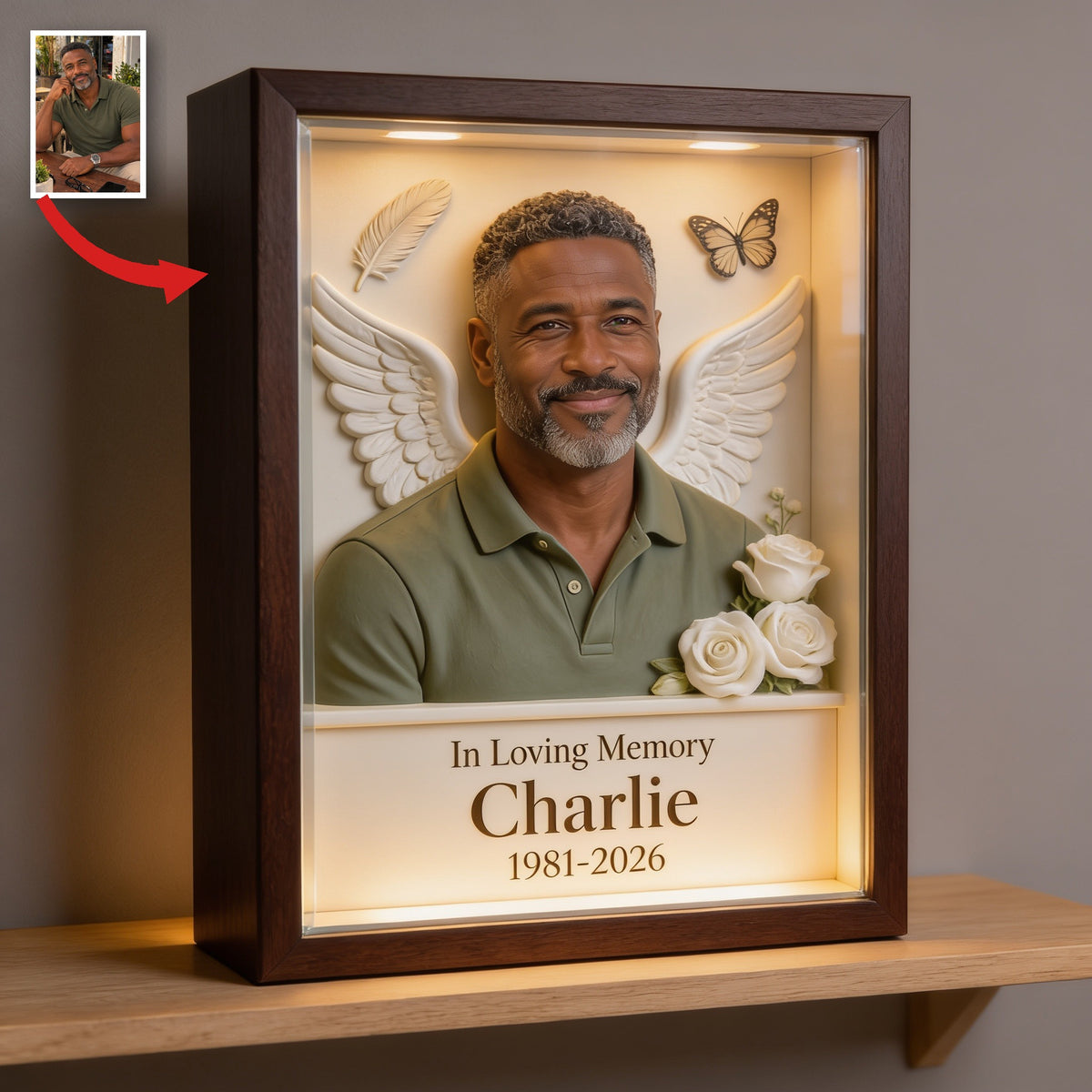 Personalized In Loving Memory Middle-Aged Black Man Memorial Acrylic Plaque, Dad Husband Keepsake