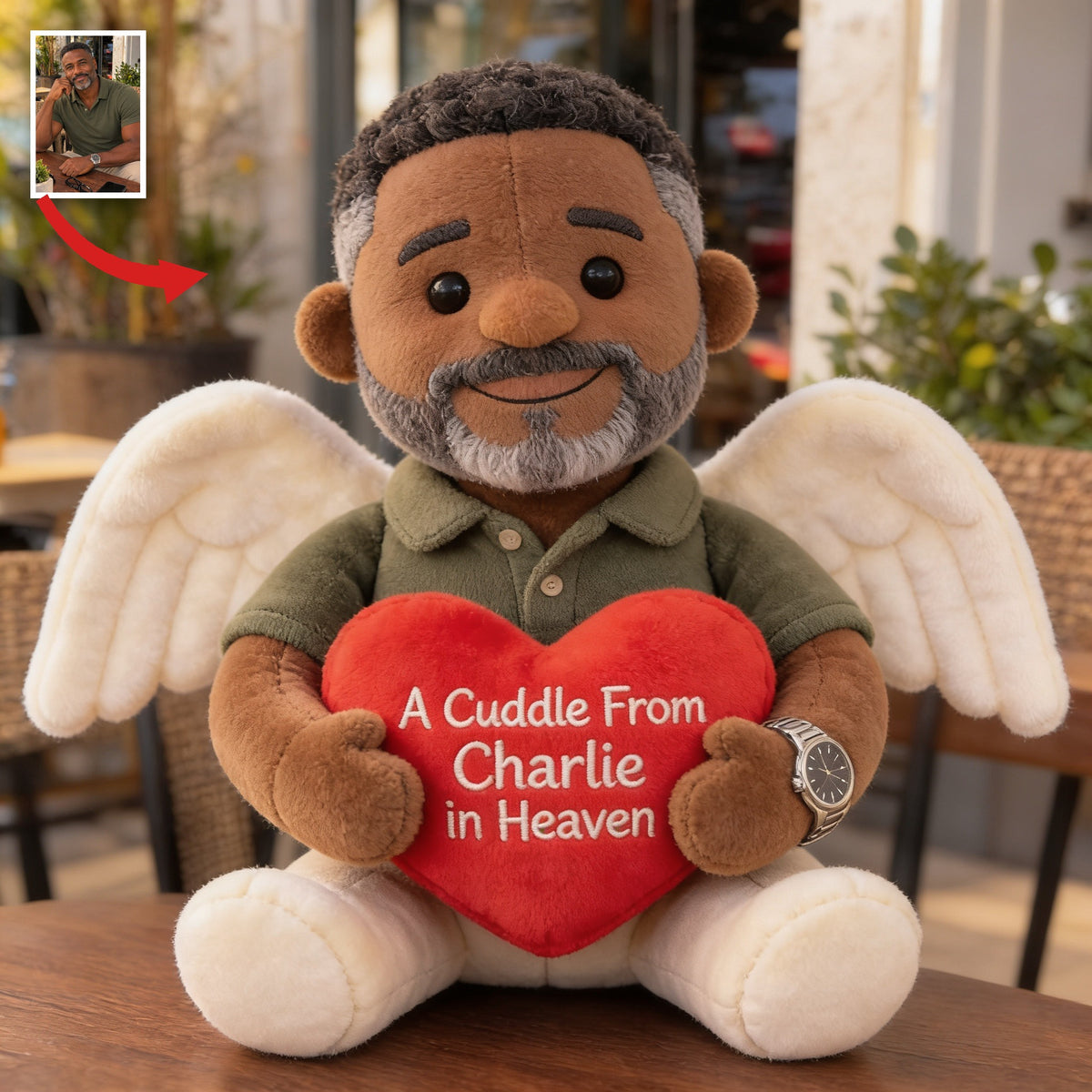 Personalized Middle-Aged Black Man Memorial Pillow, Loss of Loved One Gift for Dad Husband