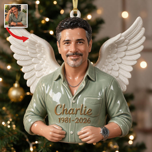 Ornement 3D Mémorial Personnalisé pour Noël - Homme Latino d'Âge Moyen