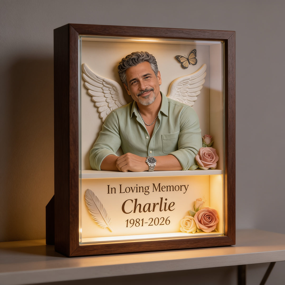 Personalized In Loving Memory Middle-Aged Latino Man Custom Shaped Acrylic Plaque Memorial Gift