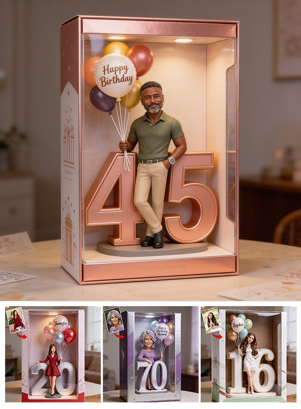 Personalized 45th Birthday Middle-Aged Black Man Acrylic Display Box Keepsake Gift