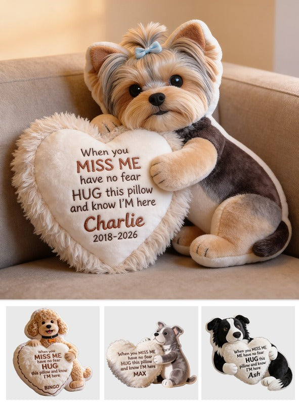 Personalized Yorkshire Terrier Memorial Faux Fur Shaped Pillow, Pet Loss Gift