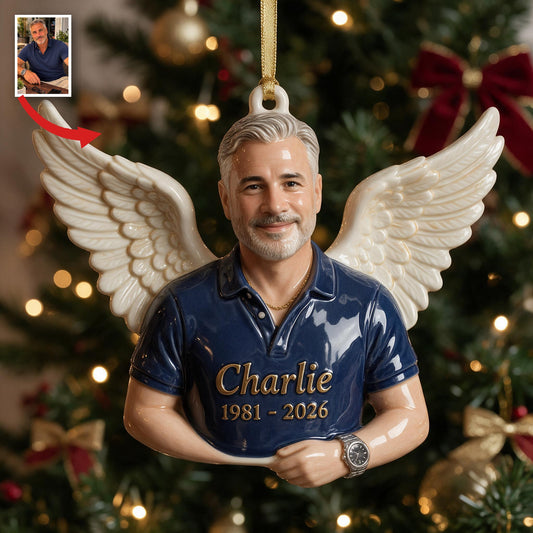 Ornement 3D Mémorial de Noël Personnalisé Homme d'Âge Moyen, Souvenir Papa Mari