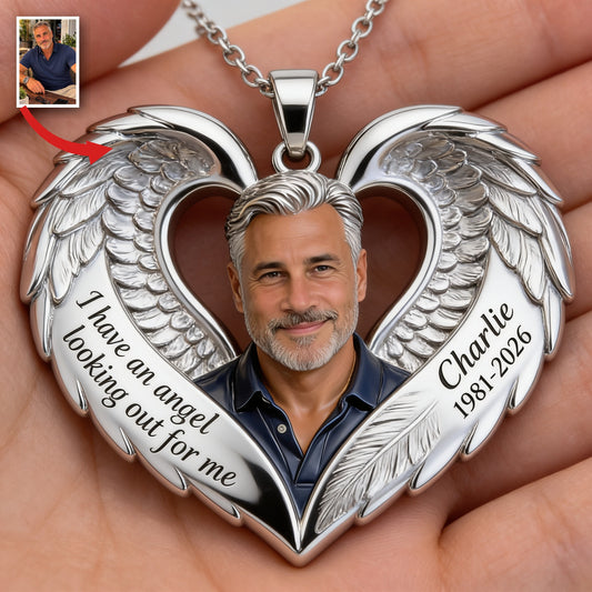 Collier Pendentif Mémorial Personnalisé pour Homme d'Âge Moyen, Bijoux en Souvenir pour Papa et Mari