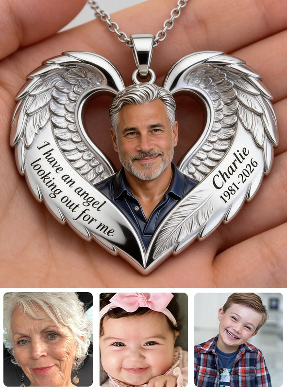 Personalized Memorial Middle-Aged Man Pendant Necklace, Dad Husband Remembrance Jewelry