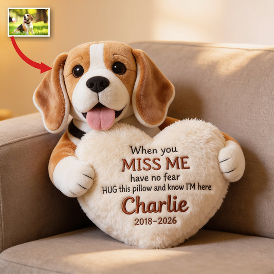 Personalized Adult Tricolor Beagle Memorial Faux Fur Shaped Pillow