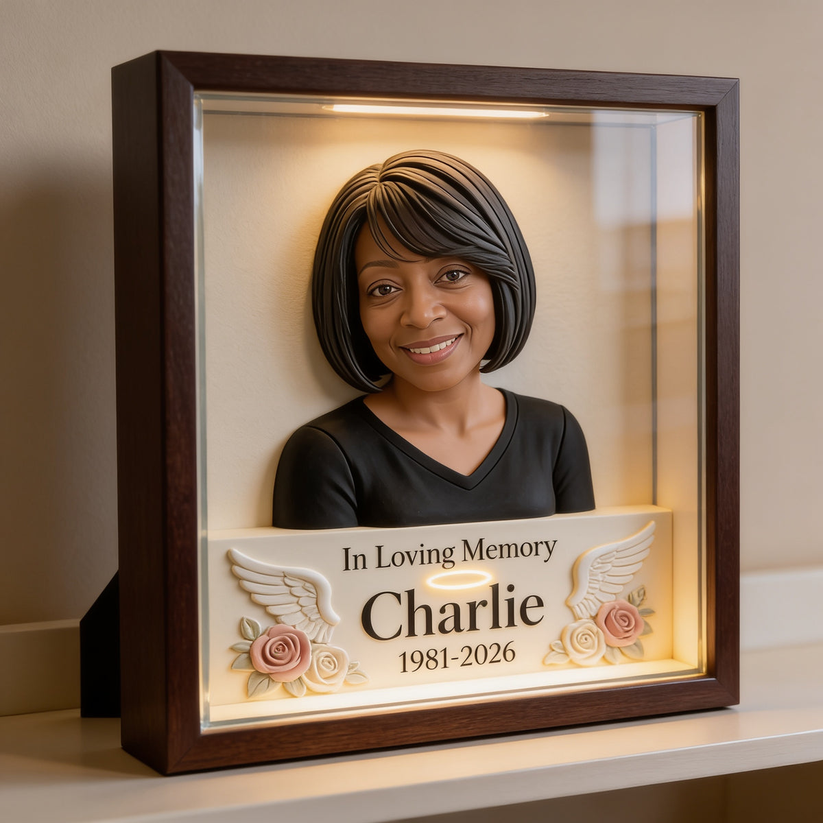 Personalized In Loving Memory Middle-Aged Black Woman Acrylic Memorial Plaque