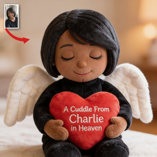 Coussin en forme d'ange personnalisé pour femme noire d'âge moyen