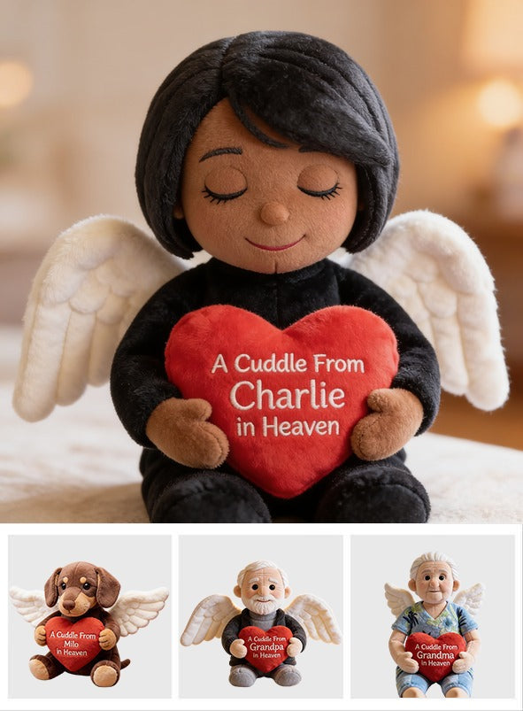 Personalized Memorial Middle-Aged Black Woman Angel Shaped Pillow Sympathy Gift