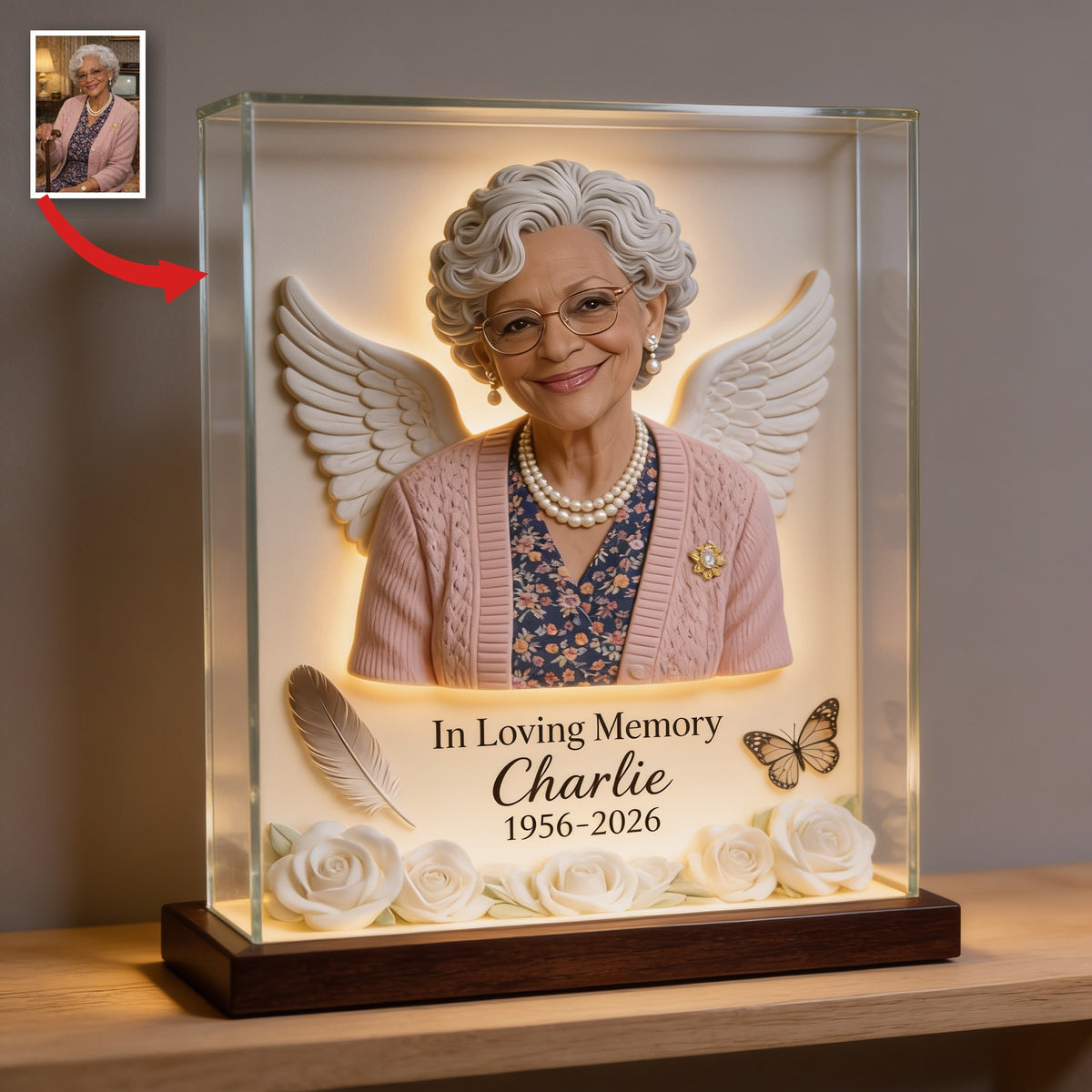 Personalized In Loving Memory Older Black Woman Grandma Acrylic Plaque Memorial Keepsake