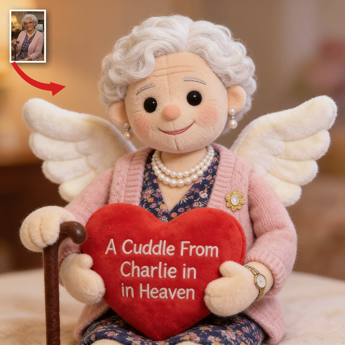 Personalized Older Black Woman Grandma Memorial Shaped Pillow Sympathy Remembrance Gift