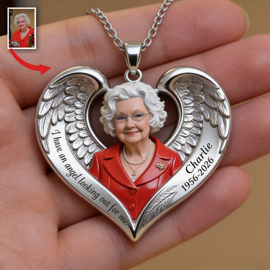Collier Pendentif Cœur Mémorial Personnalisé pour Femme Âgée