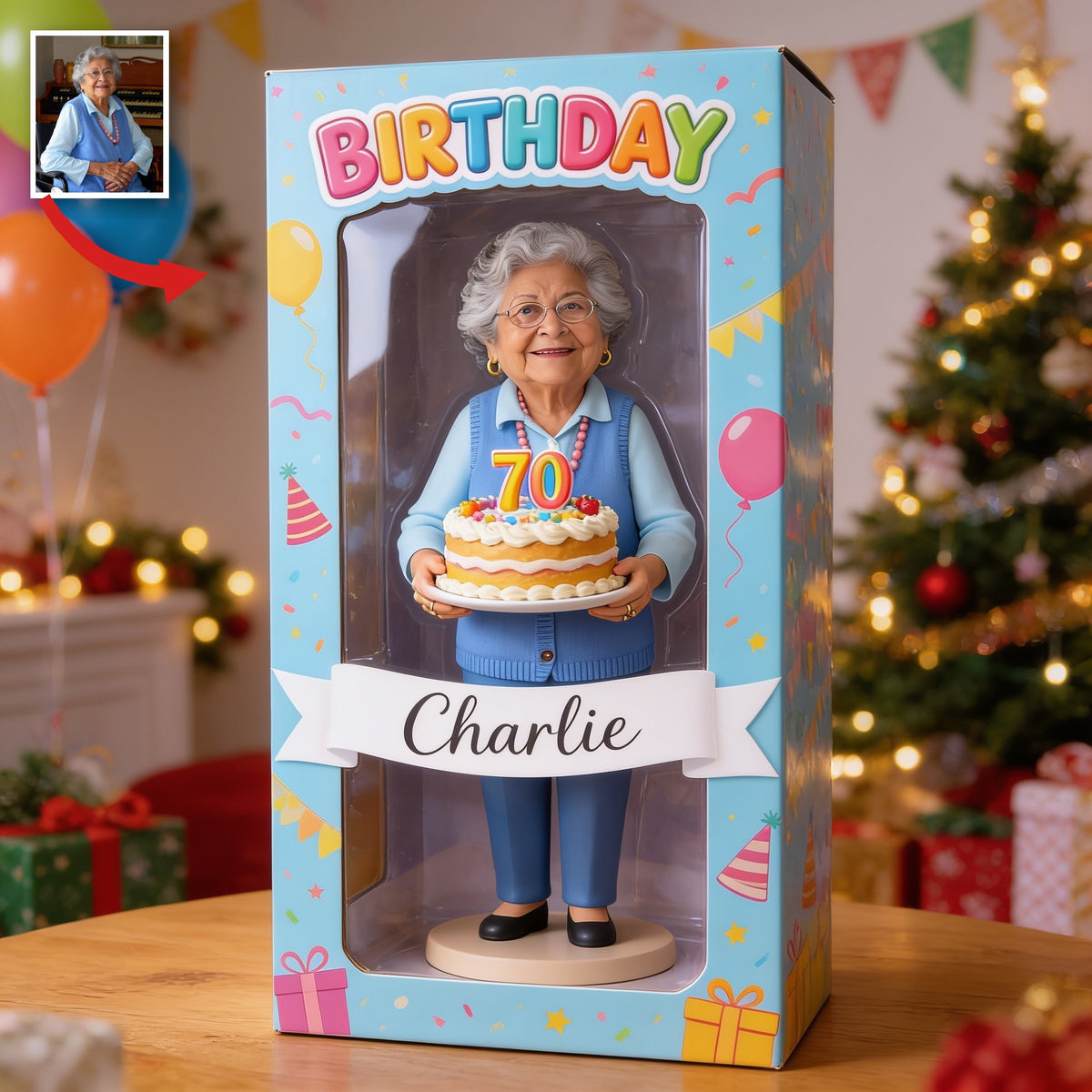 Personalized 70th Birthday Older Latina Woman Acrylic Display Box Keepsake Gift