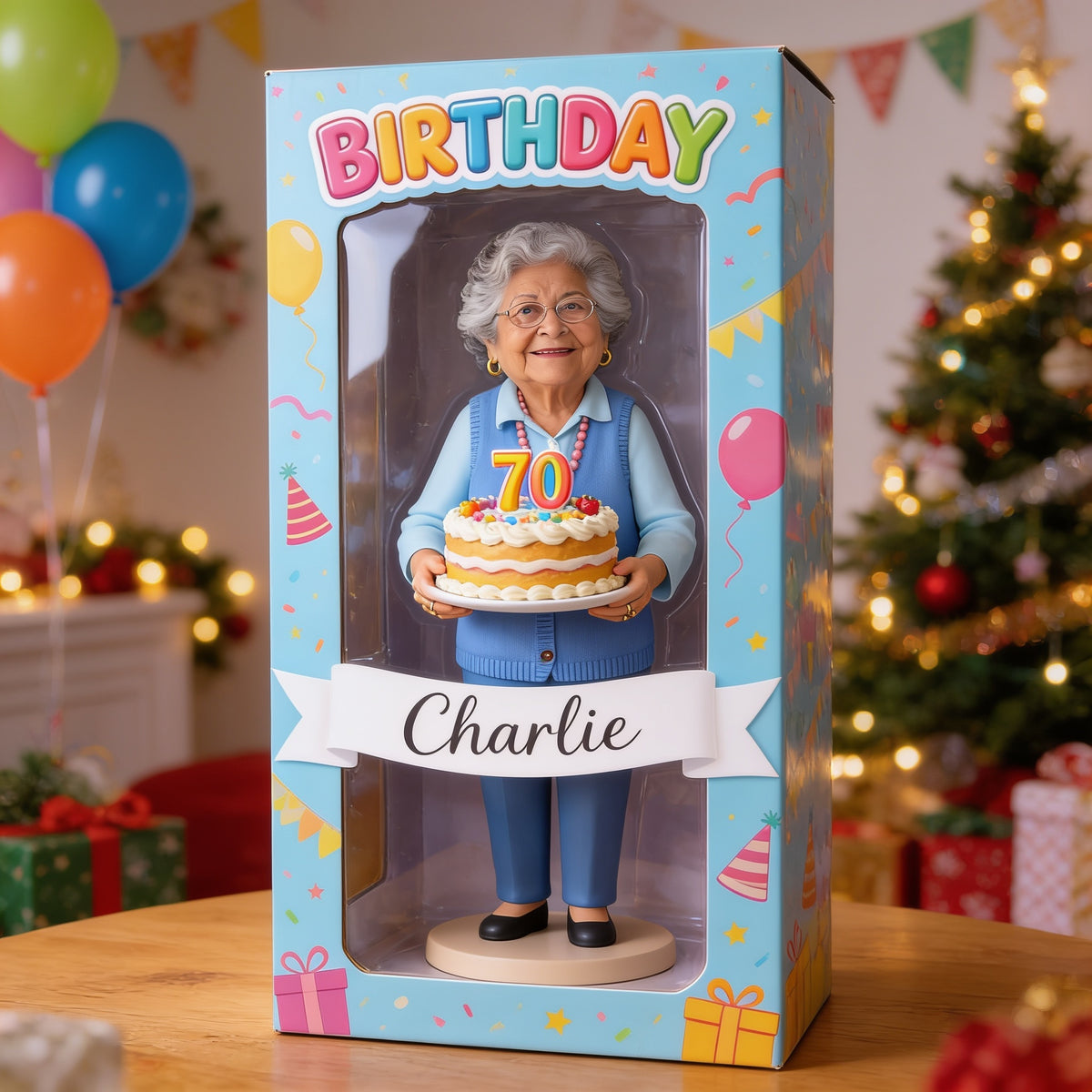 Personalized 70th Birthday Older Latina Woman Acrylic Display Box Keepsake Gift