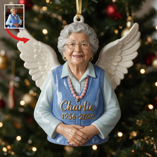 Ornement 3D Mémorial Personnalisé pour Noël Femme Latina Âgée