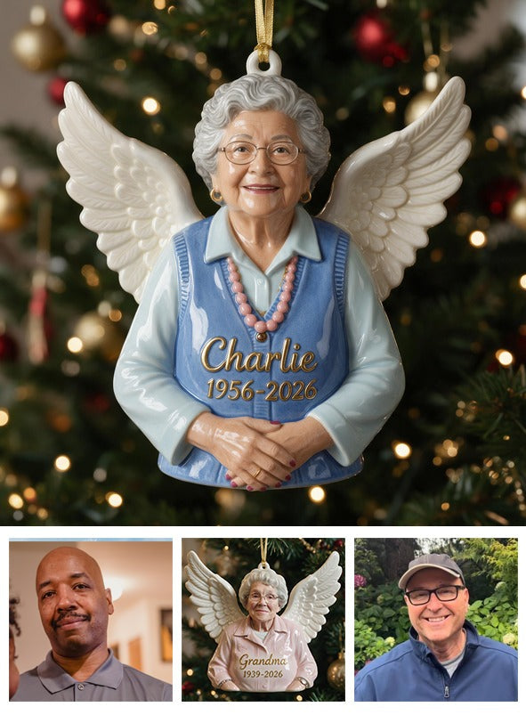 Personalized Christmas Older Latina Woman Grandma Memorial 3D Ornament