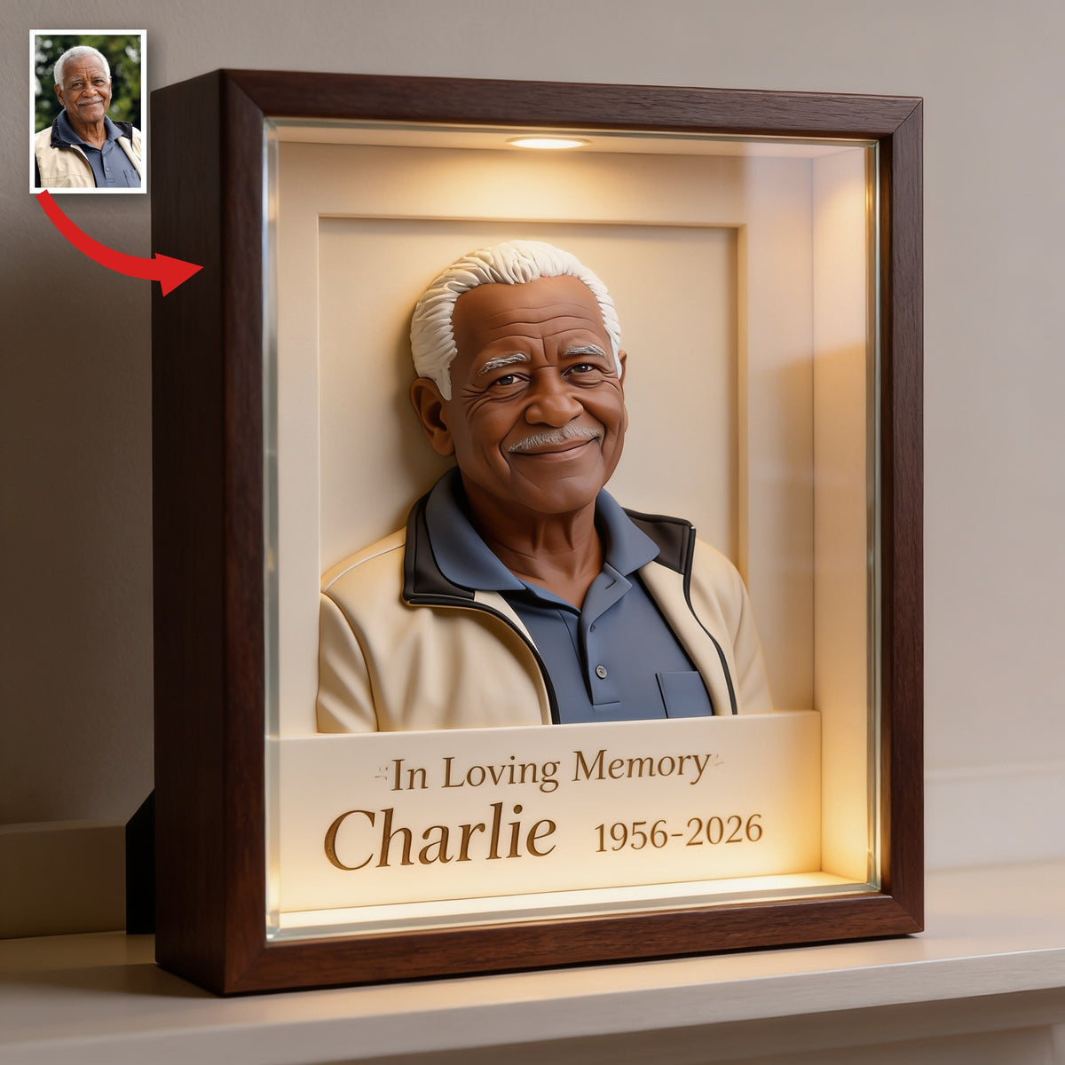 Personalized In Loving Memory Older Black Man Grandfather Acrylic Memorial Plaque
