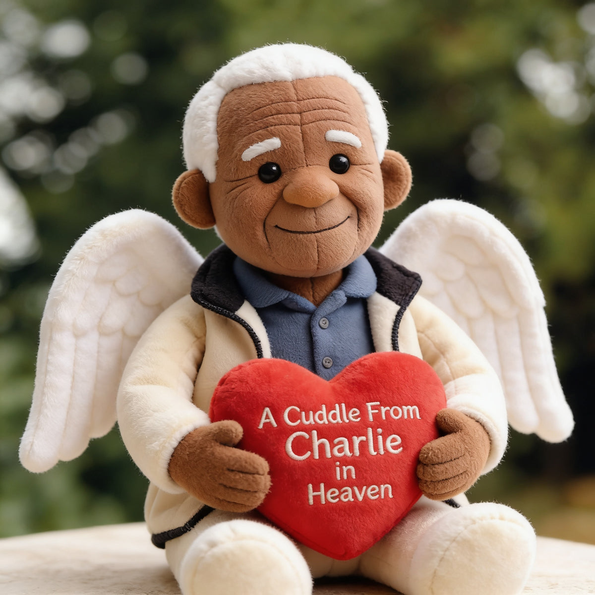 Personalized Older Black Man Grandfather Memorial Shaped Pillow Bereavement Gift