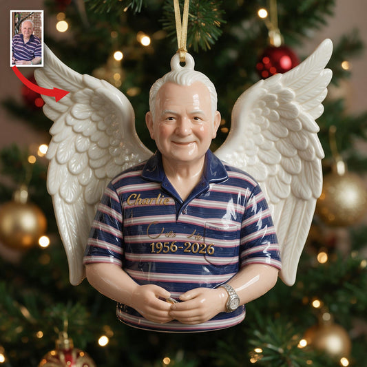 Ornement 3D Mémorial de Noël Personnalisé pour Grand-Père