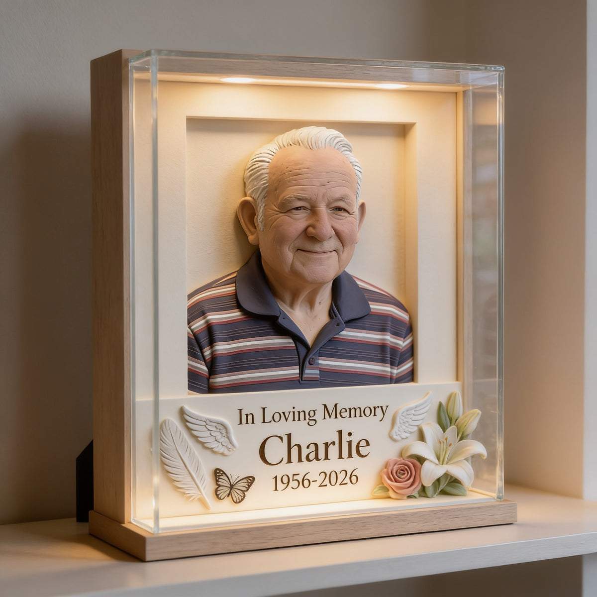Personalized In Loving Memory Older Man Grandpa Custom Shaped Acrylic Memorial Plaque