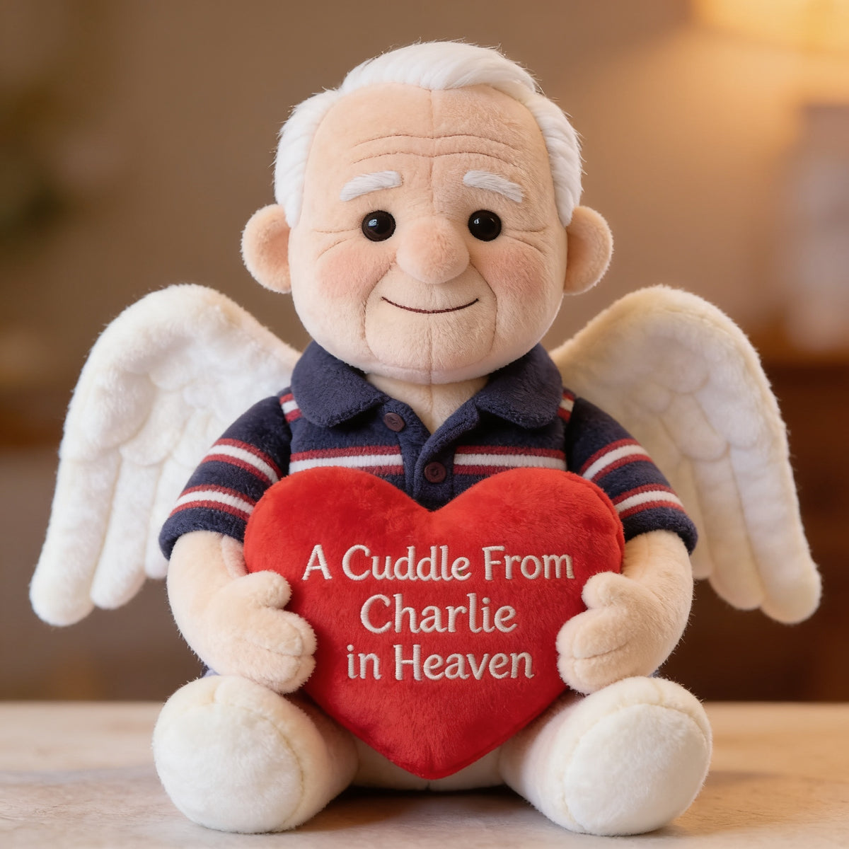 Personalized Older Man Grandpa Memorial Shaped Pillow Loss of Loved One Gift