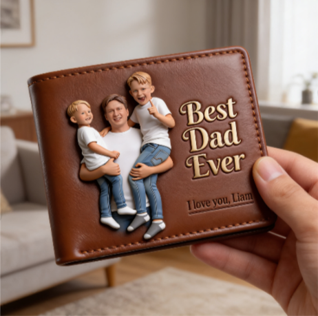 Photo Personnalisée - Portefeuille en Cuir pour Père
