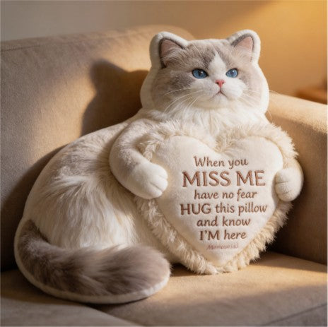 Coussin Cœur Mémorial Chat Ragdoll Personnalisé - Souvenir de Perte d'Animal - Cadeau Émotionnel pour Amateurs de Chats