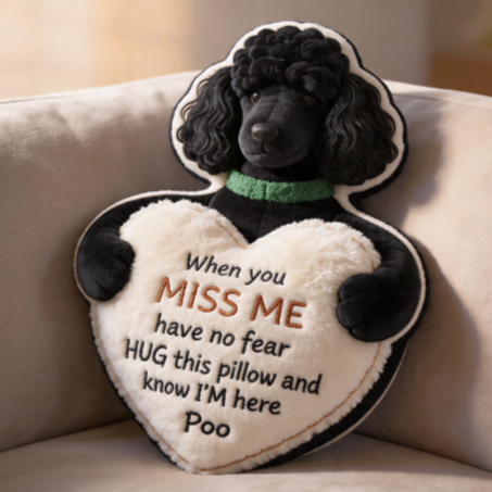 Coussin Cœur Mémorial Personnalisé pour Caniche Standard - Cadeau de Deuil pour Amateurs de Chiens - Coussin Doux pour Réconfort