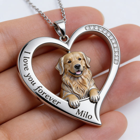Collier pendentif en métal personnalisé en forme de chien, réalisé à partir de n'importe quelle photo