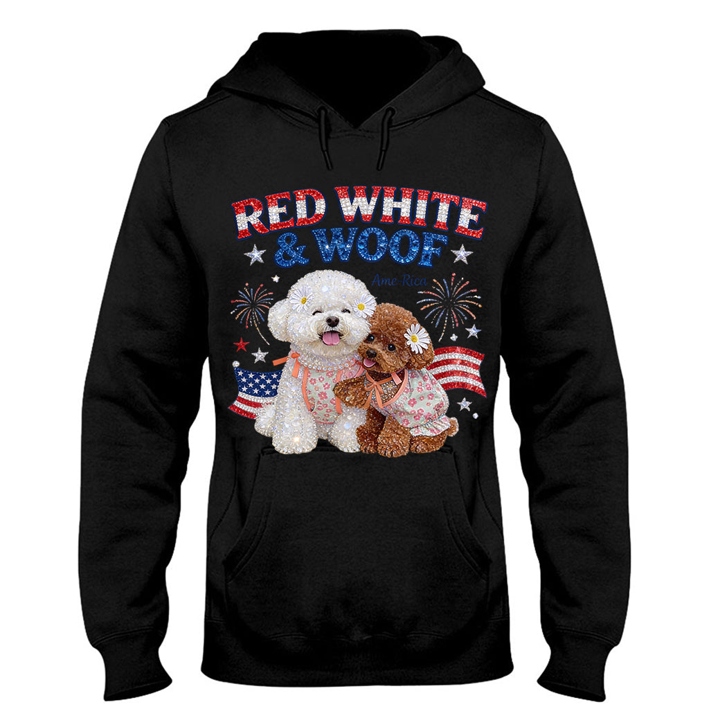 Rouge Blanc Woof - T-shirt et Sweat à Capuche Personnalisés pour Chien