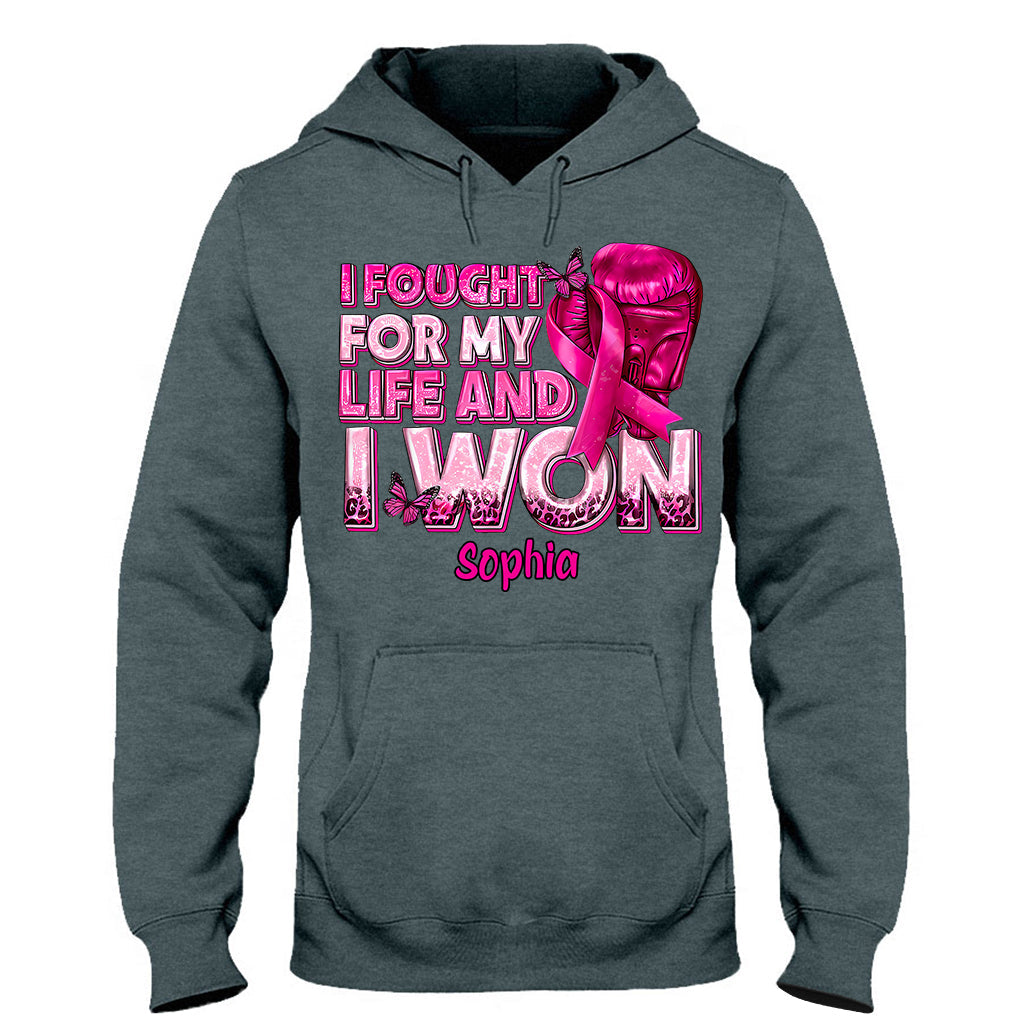 Gants de boxe et ruban rose - T-shirt et sweat à capuche personnalisés pour la sensibilisation au cancer du sein