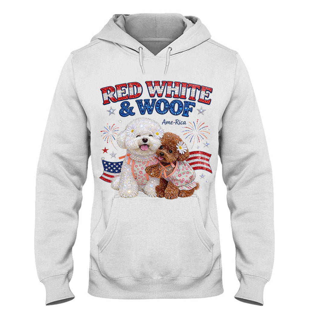 Rouge Blanc Woof - T-shirt et Sweat à Capuche Personnalisés pour Chien