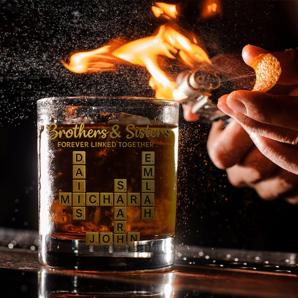 Mots croisés Scrabble pour frères et sœurs - Verre à whisky personnalisé pour frères et sœurs