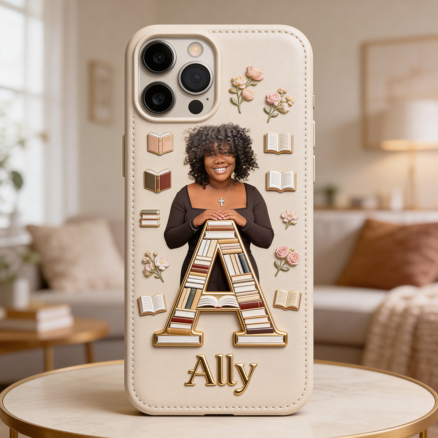 Book Lovers Gift - Personalized Book 3D Embossed Leather Phone Case