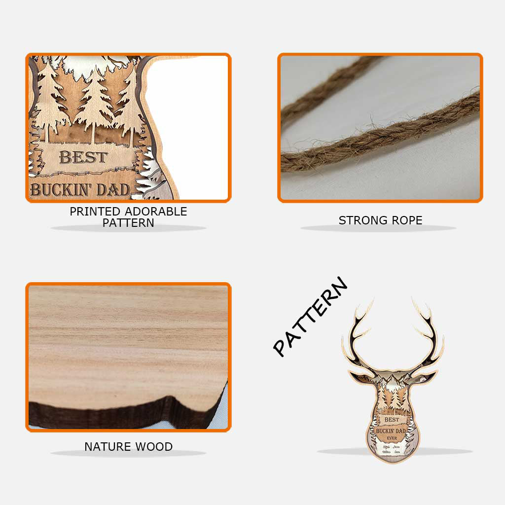Meilleur papa chasseur du monde - Panneau en bois personnalisé pour la fête des pères