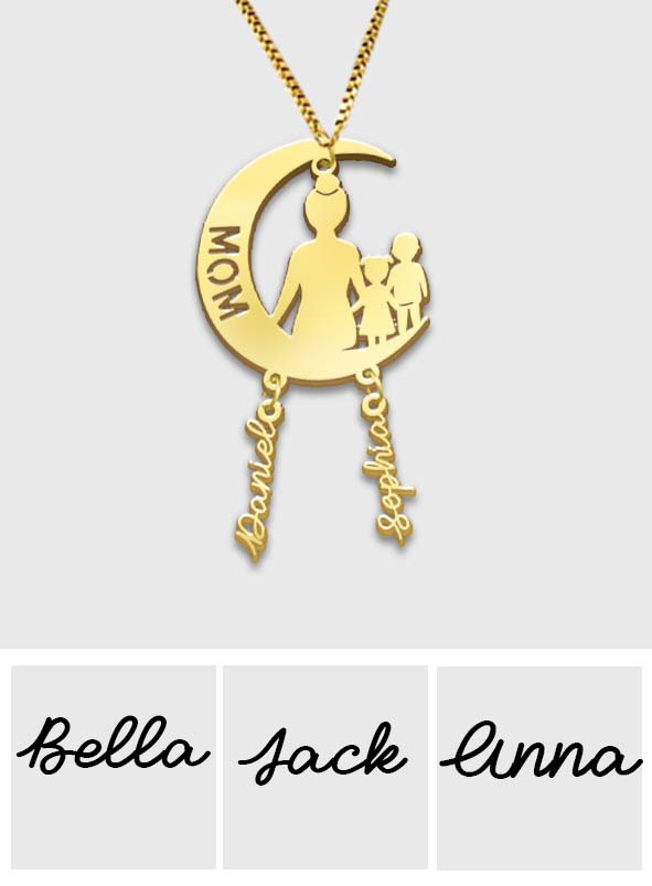 Maman, je t'aime jusqu'à la lune et retour - Collier personnalisé pour maman avec breloques