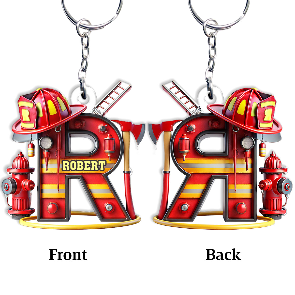 Alphabet Firefighter - Personalized Firefighter Keychain