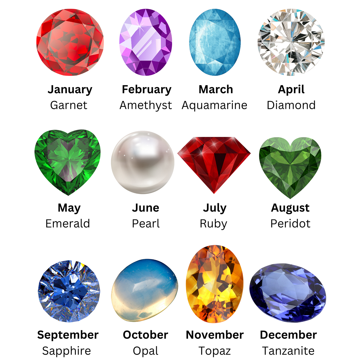 Custom Initial Name Letter Birth Stone - Personalized Birth Stone Shaped Metal Pendant Necklace