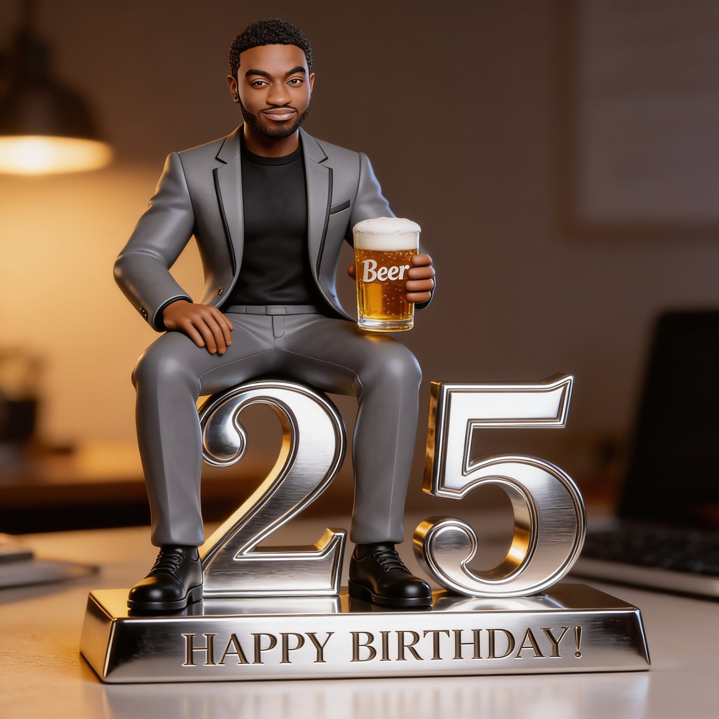 Custom Black Person Birthday Acrylic Plaque Personalized Photo Desk Keepsake Gift Custom Shaped Decor