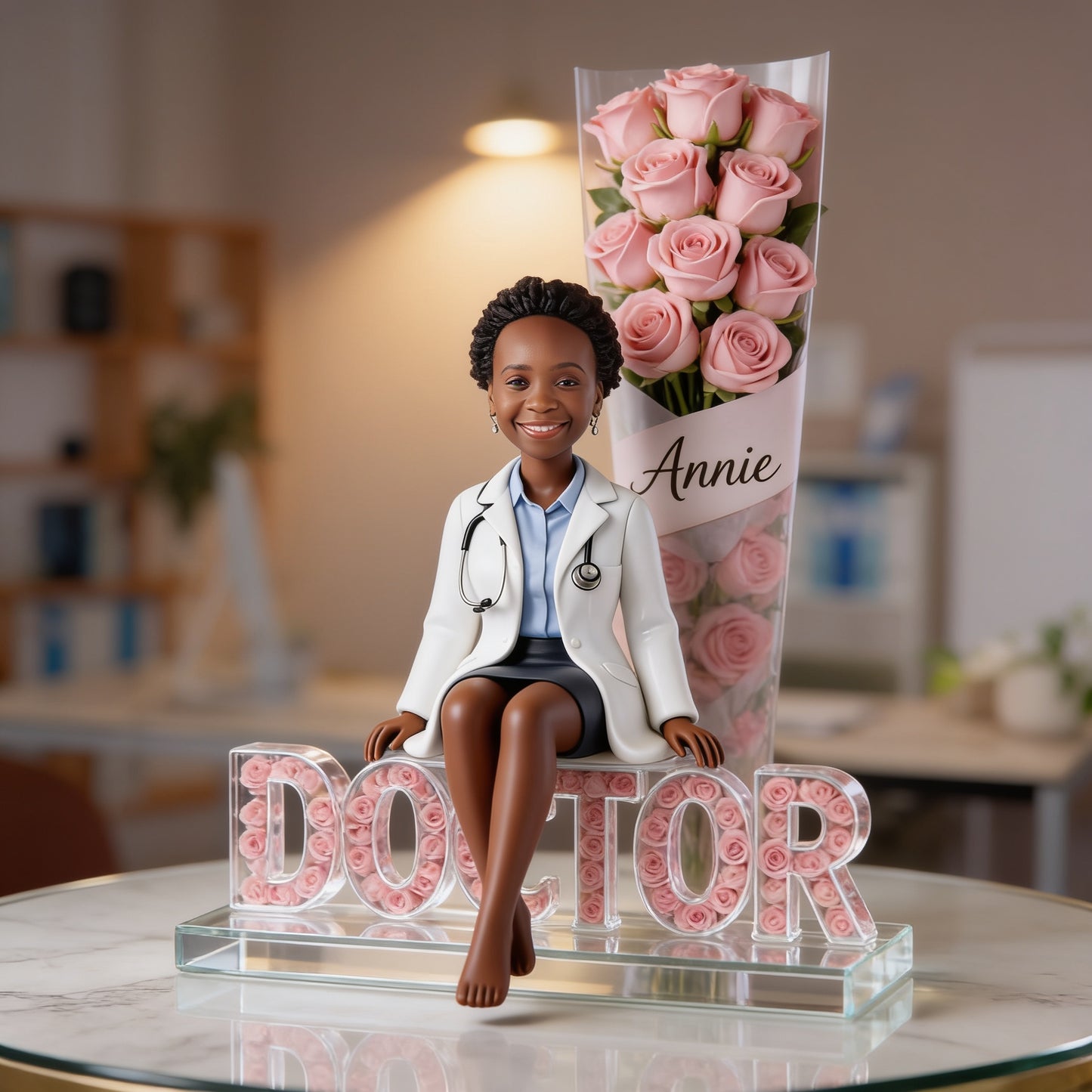 Personalized Black Female Doctor Photo Acrylic Plaque Custom Medical Graduation Retirement Gift Black Physician Office Desk Decor