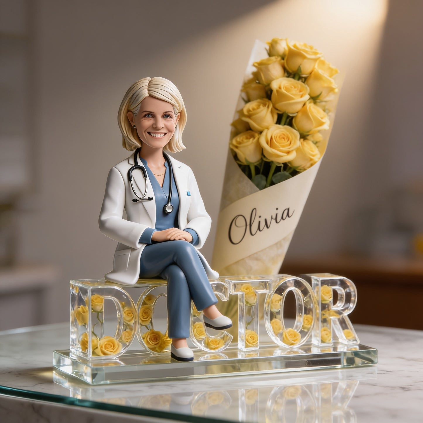 Personalized Older Female Doctor Photo Acrylic Plaque Custom Medical Retirement Graduation Gift Senior Physician Office Desk Decor