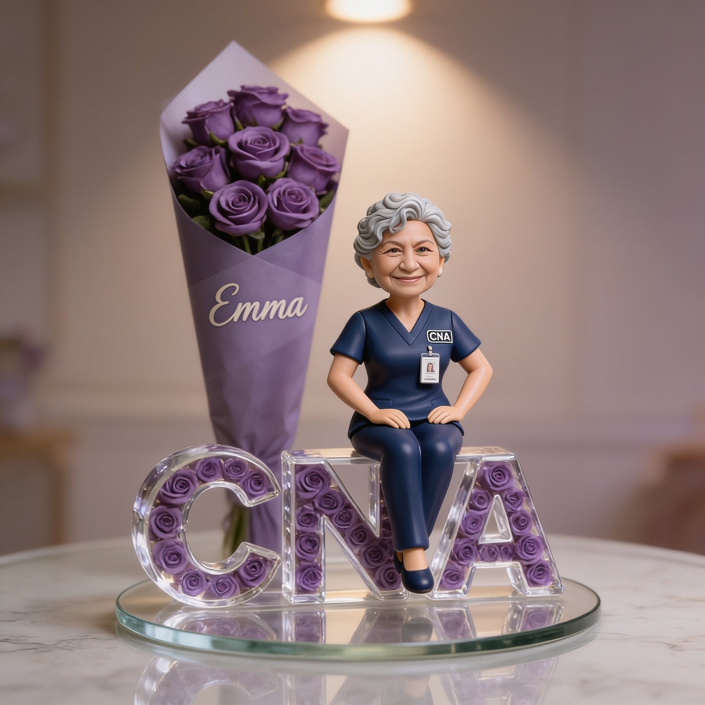 Personalized Old Latin Female CNA Nurse Acrylic Plaque - Custom Name Floral Desk Decor Gift for Healthcare Workers Office
